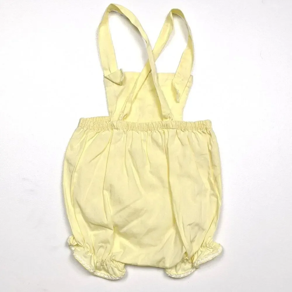 Vintage Union Made Bubble Romper Sunsuit Baby Girls Size 6m Pastel Yellow